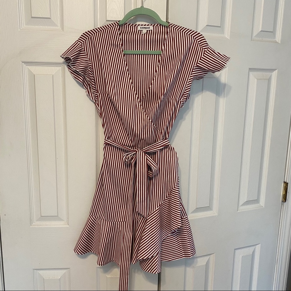 Express Maroon & White Stripe Dress